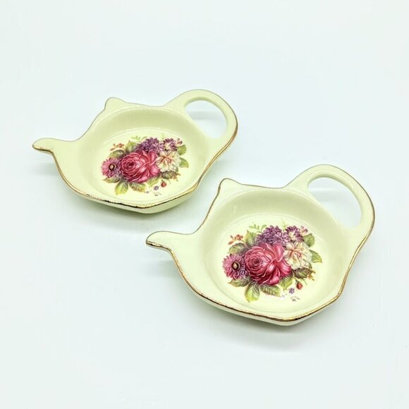 Polish Classic Rose Floral Porcelain Tea Bag Holder Spoon Rests NIB (2) - Picture 3 of 5